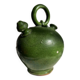 French Antique 19th-Century Green-Glazed Ceramic Water Jug