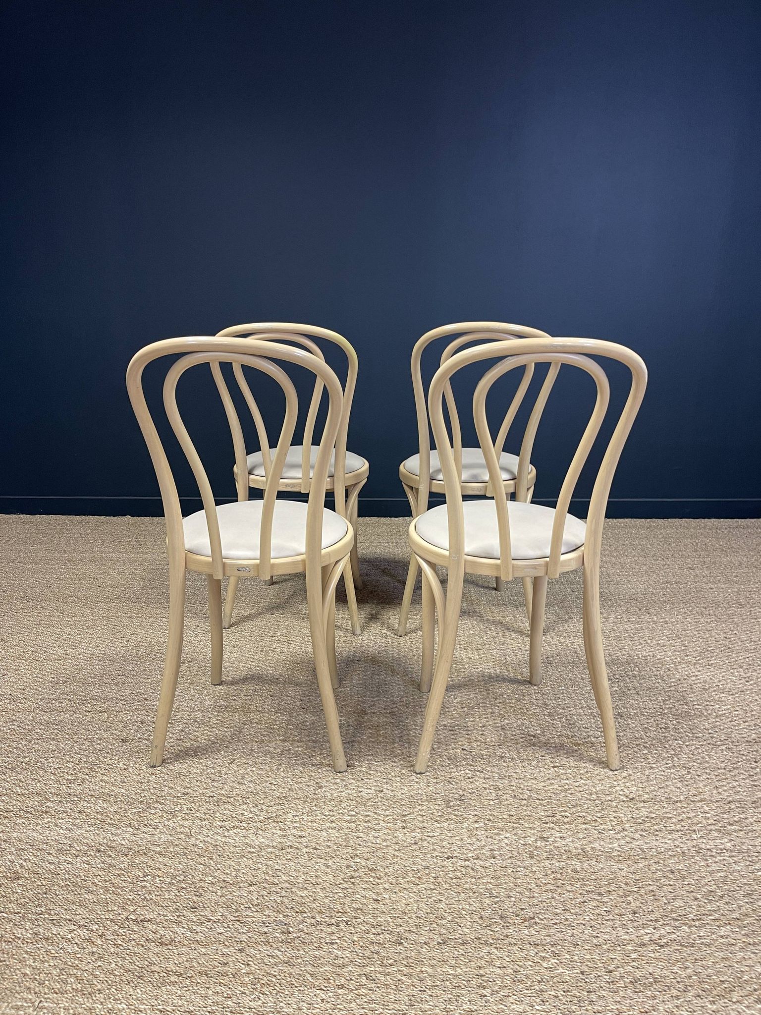 Set of 4 Thonet type bistro chairs light curved wood & Skaï GO IN Germany
