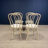 Set of 4 Thonet type bistro chairs light curved wood & Skaï GO IN Germany