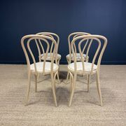 Set of 4 Thonet type bistro chairs light curved wood & Skaï GO IN Germany