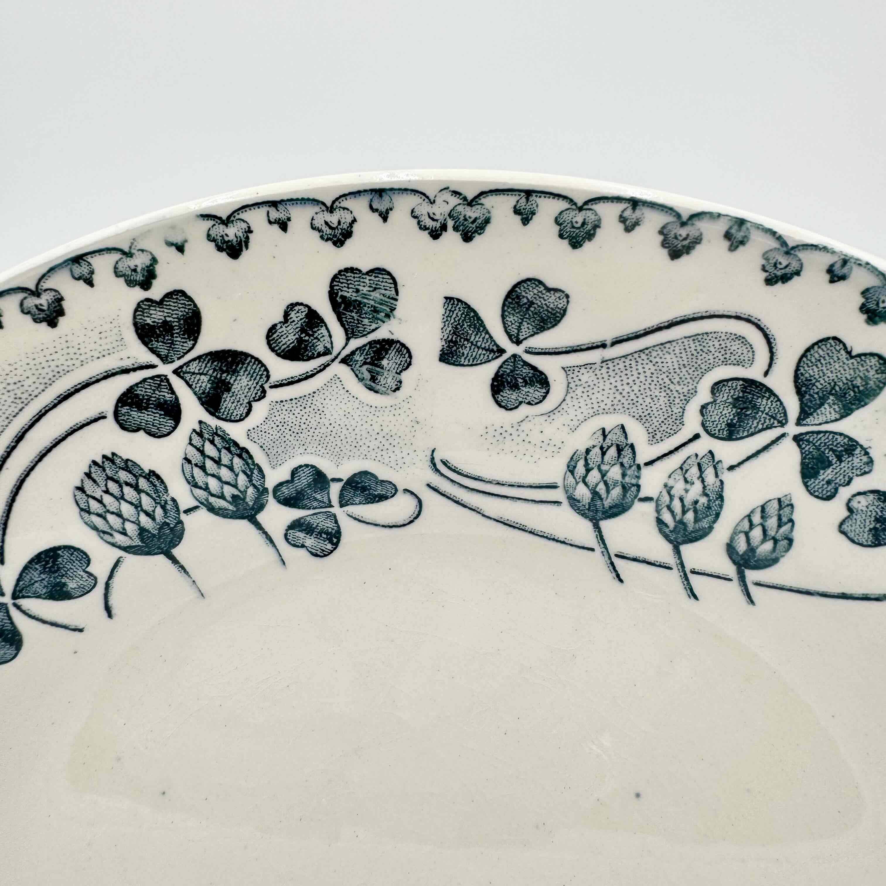 Ironstone dinner plates by E. Bourgeois, Catinat pattern, late 19th century