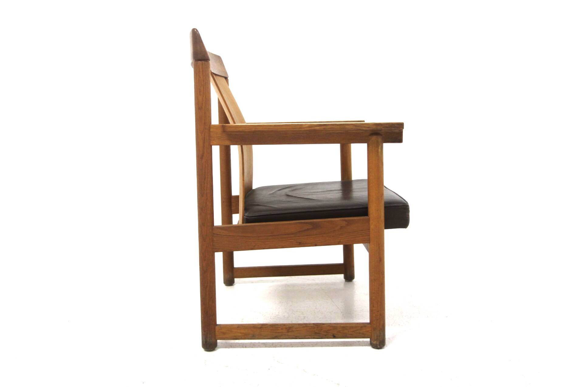 leather and oak armchair, Ferdinand Lundqvist, Sweden, 1960