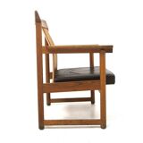 leather and oak armchair, Ferdinand Lundqvist, Sweden, 1960