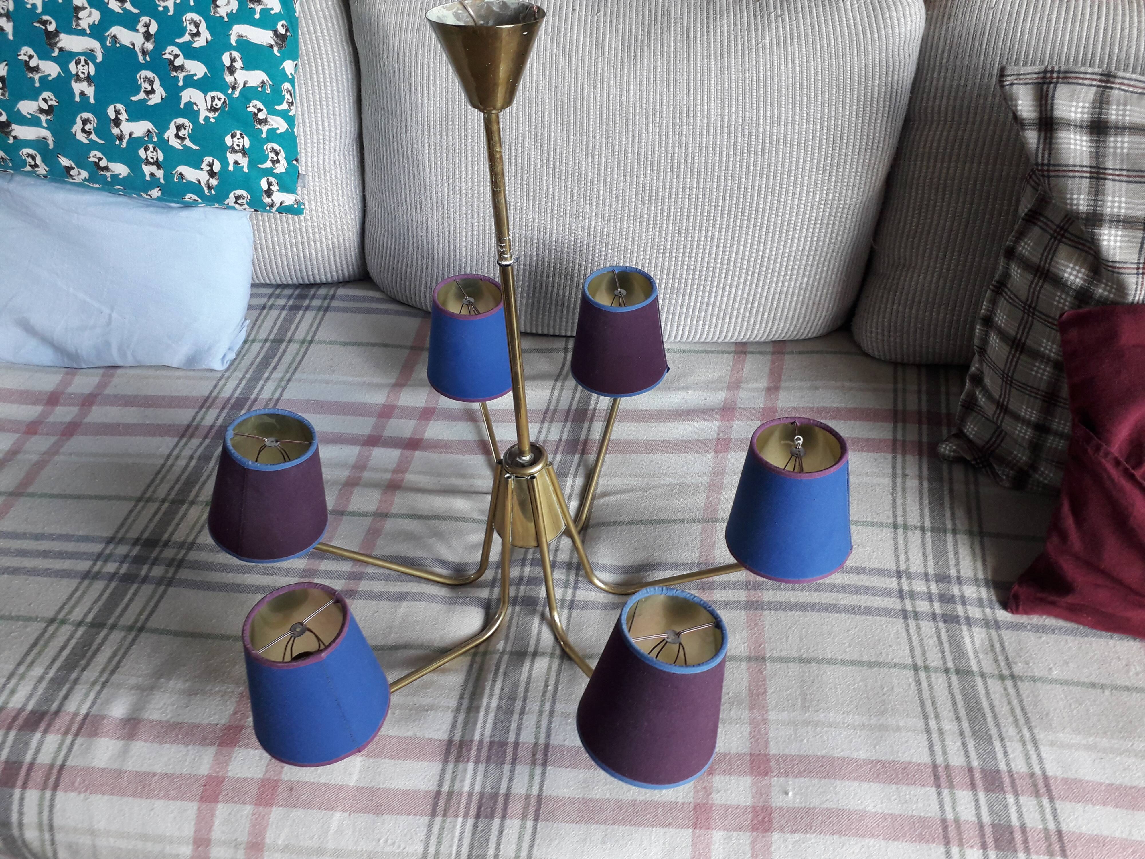 Vintage Scandinavian luminaire with 6 branches