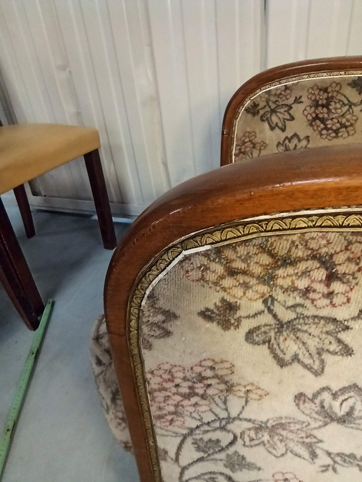 Art Deco armchair with system - original floral velvet fabric