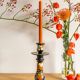 Hand-painted ceramic candlestick in Art Deco Revival style, Dutch Gouda pottery.