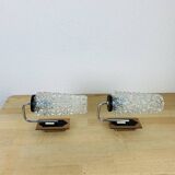 Pair of 1950s wall lights with etched glass tulips.