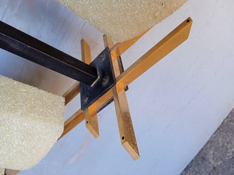Arlus chandelier gold metal granite glass ep 1950