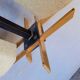 Arlus chandelier gold metal granite glass ep 1950