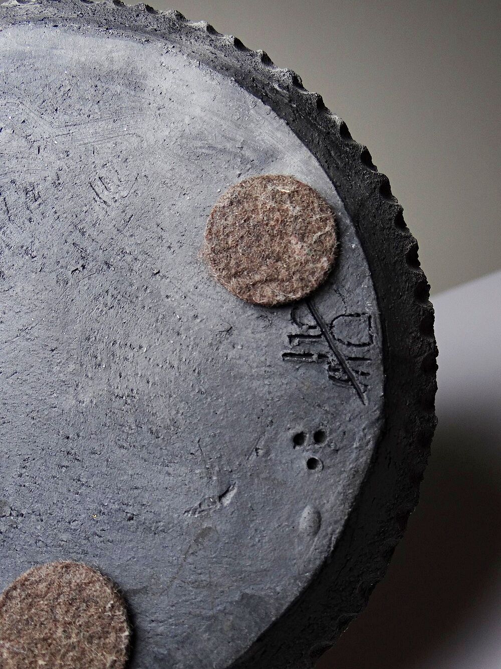 Vintage 2000s red and grey handmade raku jewellery box