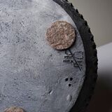 Vintage 2000s red and grey handmade raku jewellery box