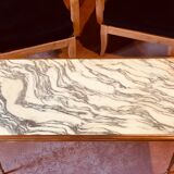 A mid-century marble top and brass frame coffee and cocktail table, circa 1960s