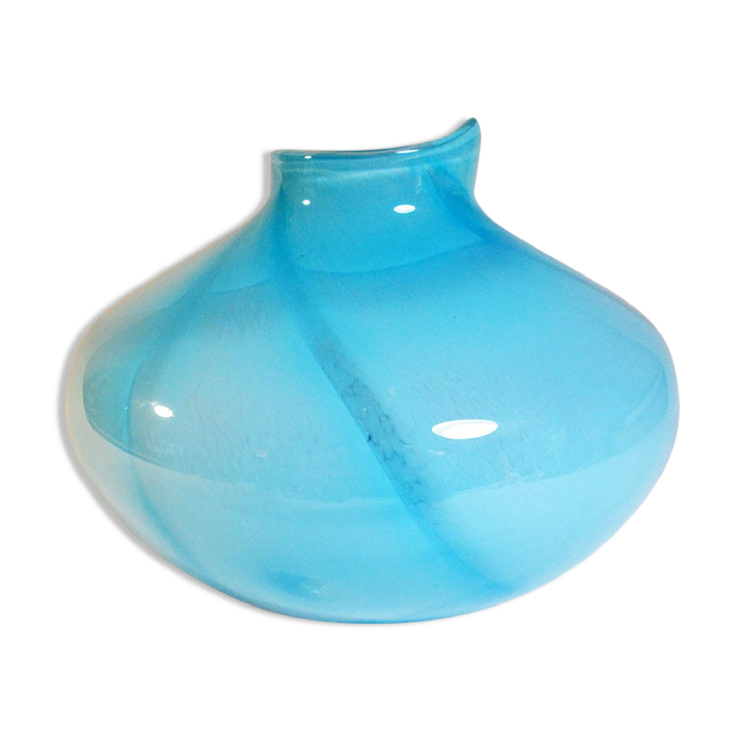 Light blue satin glass vase
