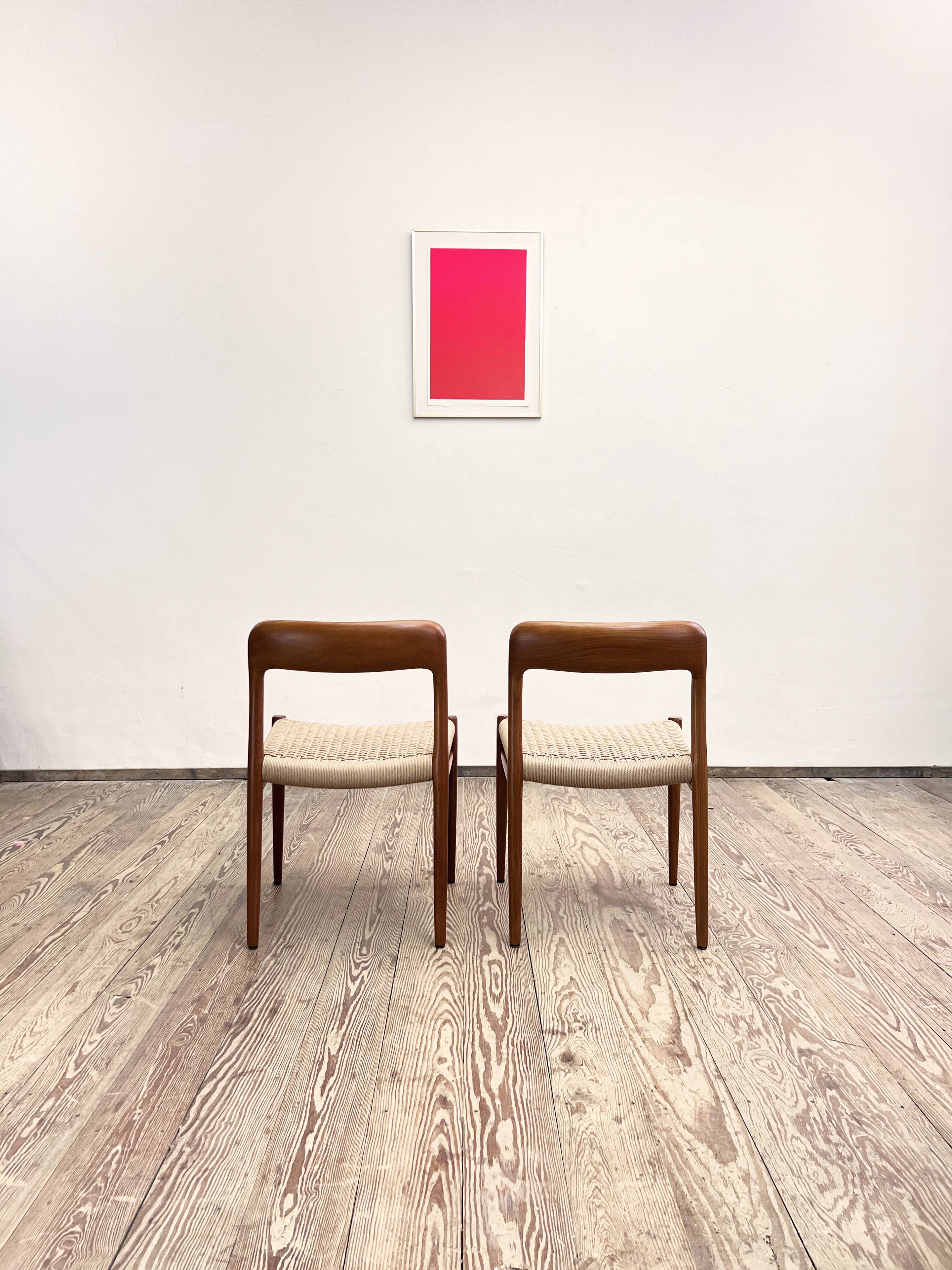 Mid-Century Model 75 Chairs in Teak by Niels O. Møller for J.L. Moller, 1950, Set of 2