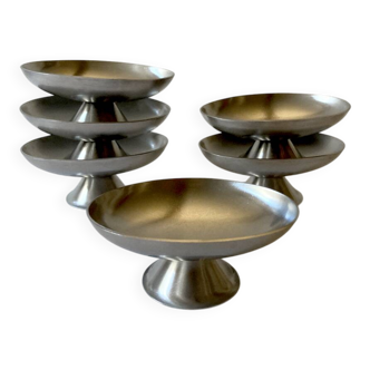 6 oval stainless steel ice cream cups