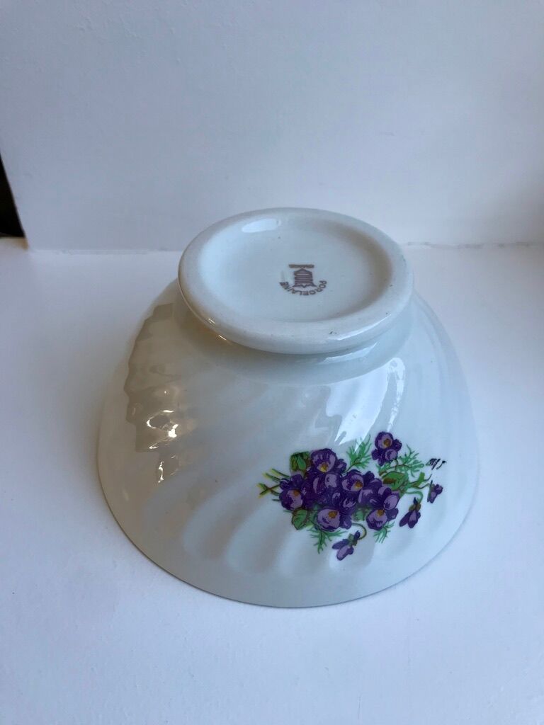 Serrated bowl with flowers limoges 50s