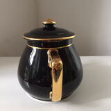 Vintage black and gold ceramic coffee pot, 1950s