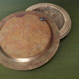 Set of 3 vintage moroccan brass decorative wall plates