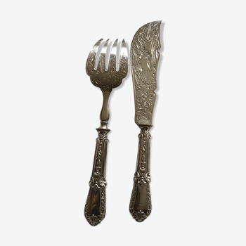 Cutlery in SOLID SILVER to serve fish or cake nineteenth