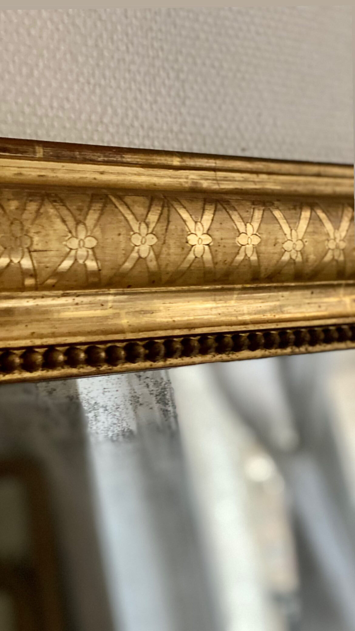 Old mirror louis philippe gilded rare gold leaf carved fireplace  109x152cm