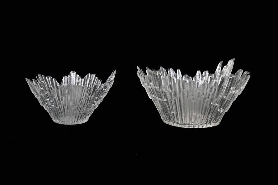 Set of 2 "Revontulet" / "Northern Lights" glass bowls by Tauno Wirkkala for Humppila / Finland / Mid Century Modern Design / 1960s