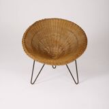 Rattan basket armchair, 1970s