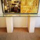 XXL vintage Italian console in travertine and glass from the 80s