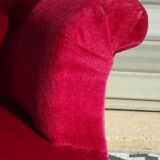 2 antique toad armchairs in red velvet