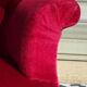 2 antique toad armchairs in red velvet