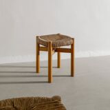 Pair of French Mid Century Wooden by Meribel Stools Charlotte Perriand 1960