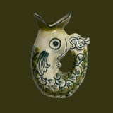 Polychrome ceramic fish vase Malta 20th century