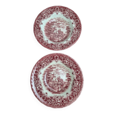 2 assiettes creuses vintage toile de Jouy rouge Grindley Homeland Staffordshire Angleterre