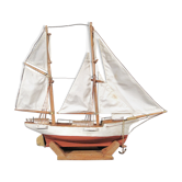 Model in wood marine artisanal boat sailboat 2 masts popular art