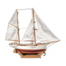 Model in wood marine artisanal boat sailboat 2 masts popular art