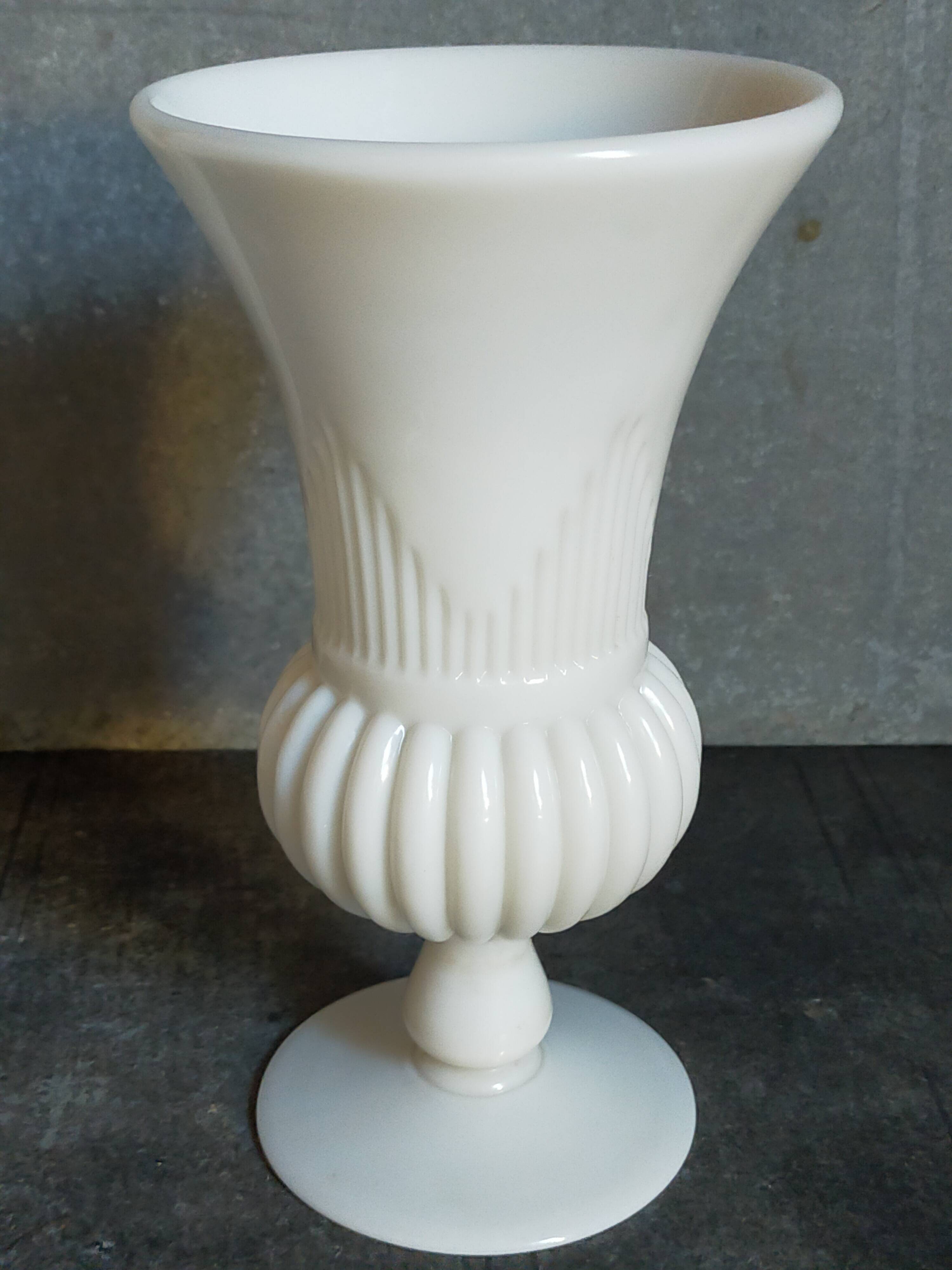 Antique milk glass baluster vase early 20th century