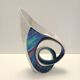 White and Iridescent Blue Ceramic Vase / Centerpiece by Lusso, Italy