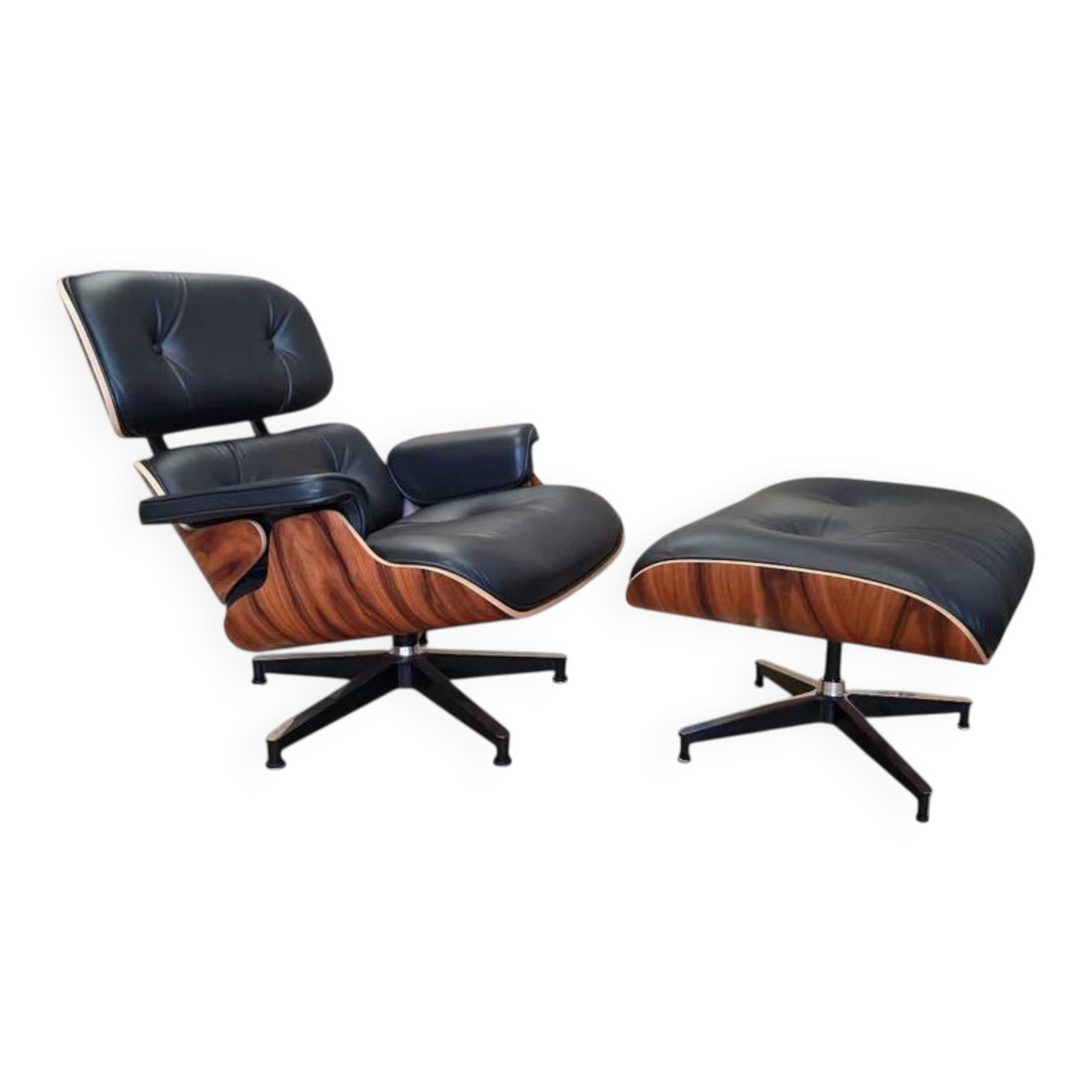 Black & Palisander Santos Herman Miller Original Eames Lounge Chair & Ottoman