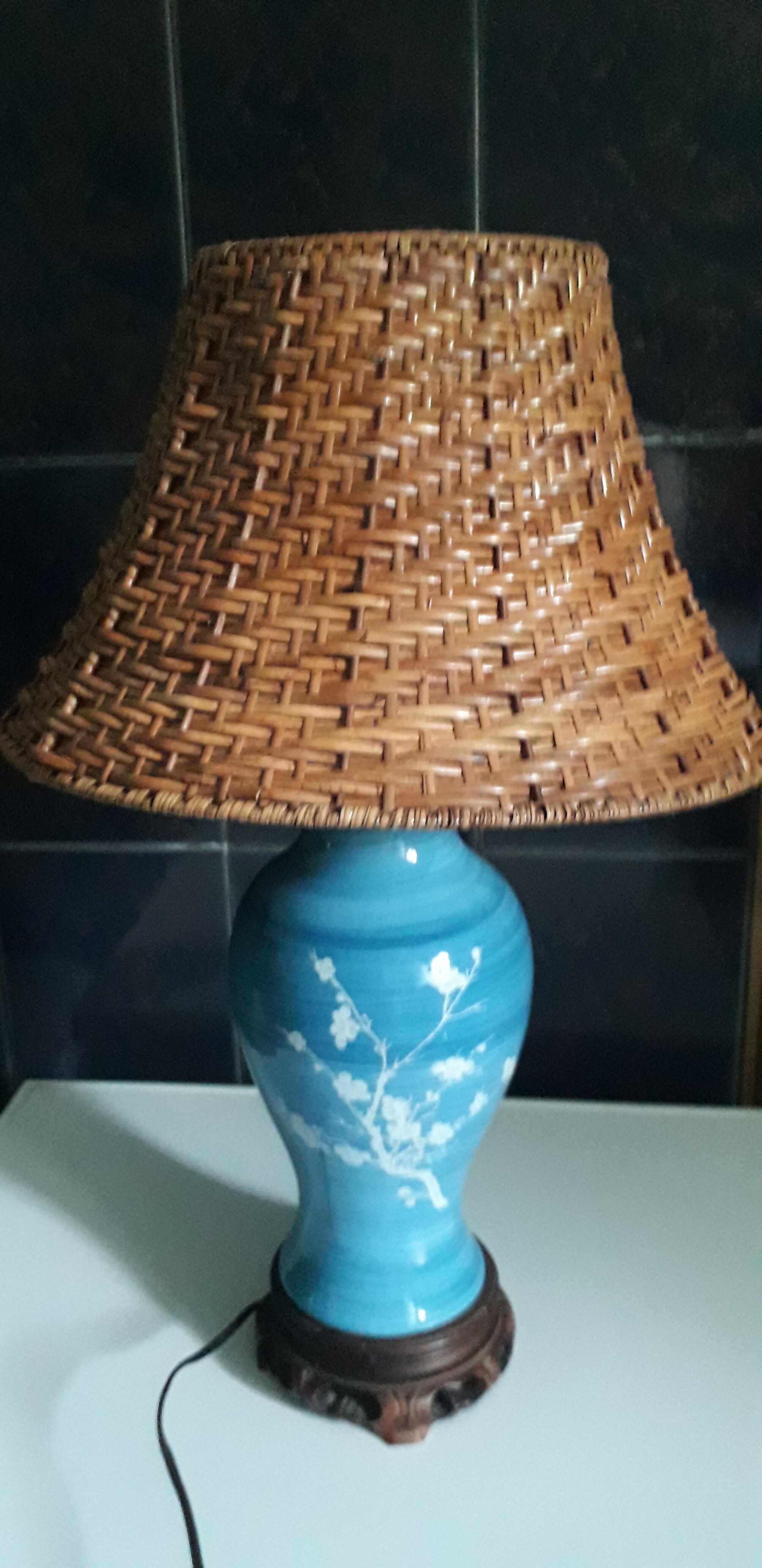 Large braided wicker lampshade
