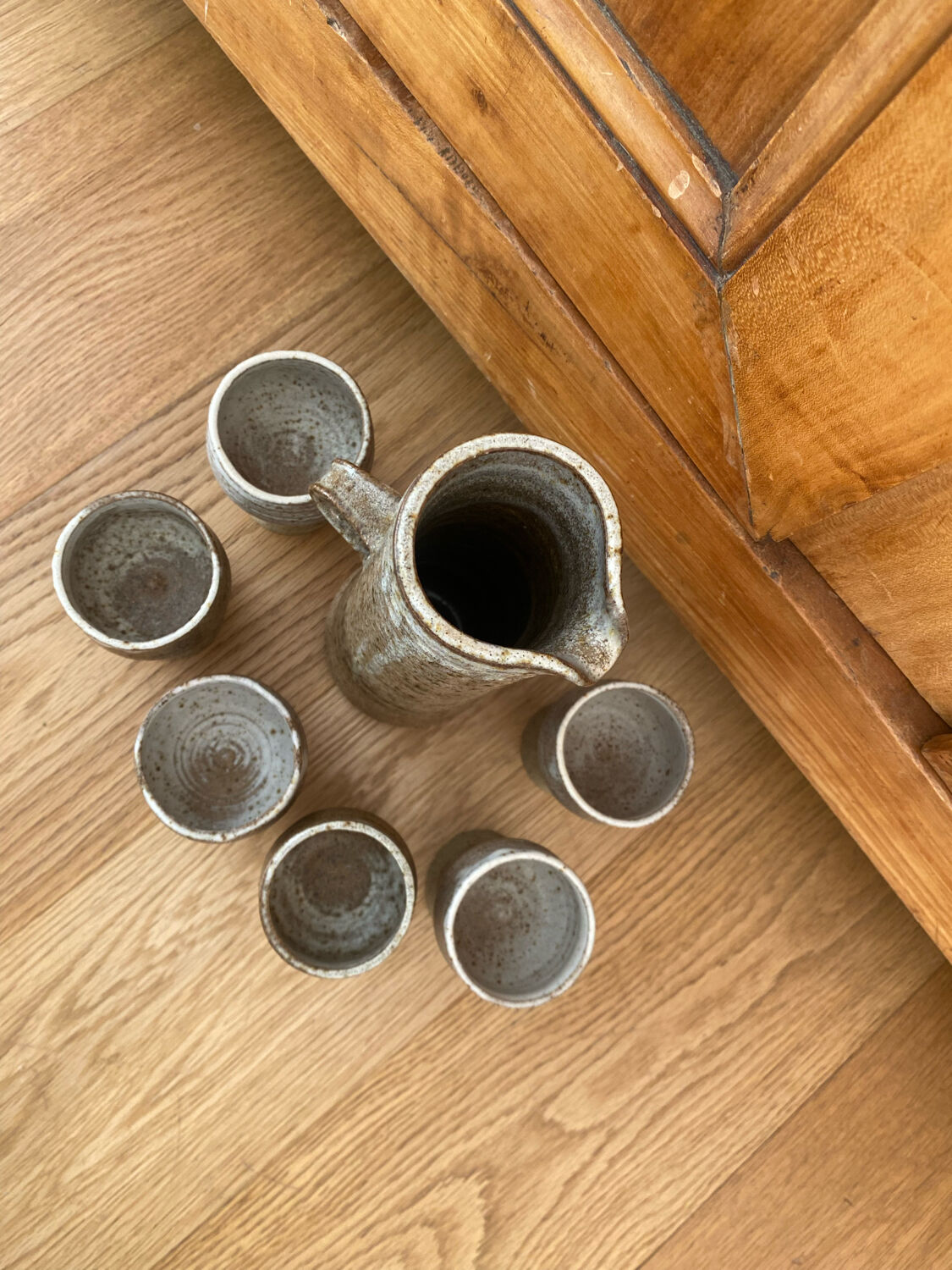 Vintage stoneware coffee set and ceramic cups