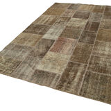 Handmade Anatolian Vintage 195 cm x 300 cm Brown Patchwork Carpet