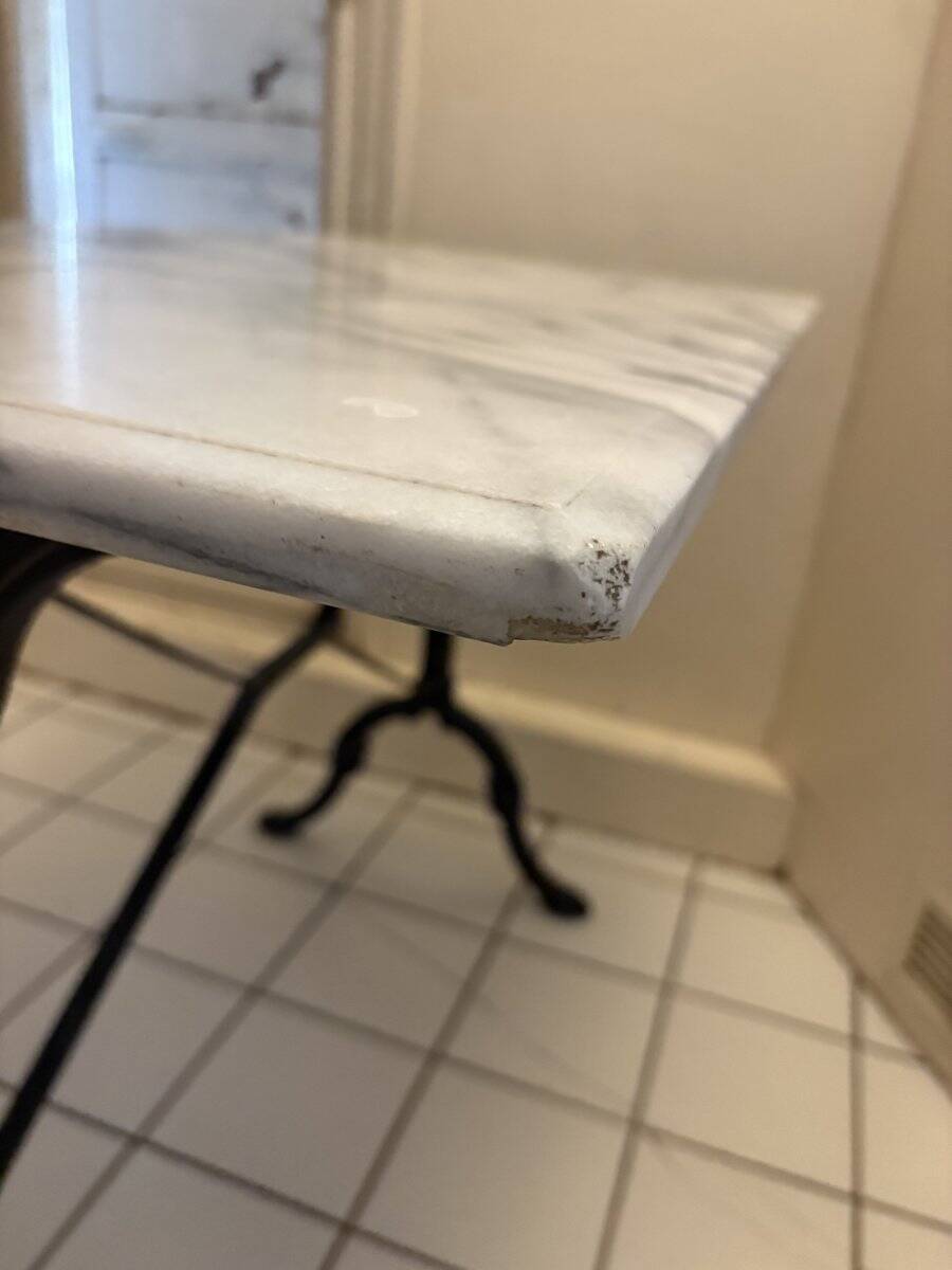 Table de bistrot marbre & fer forgé