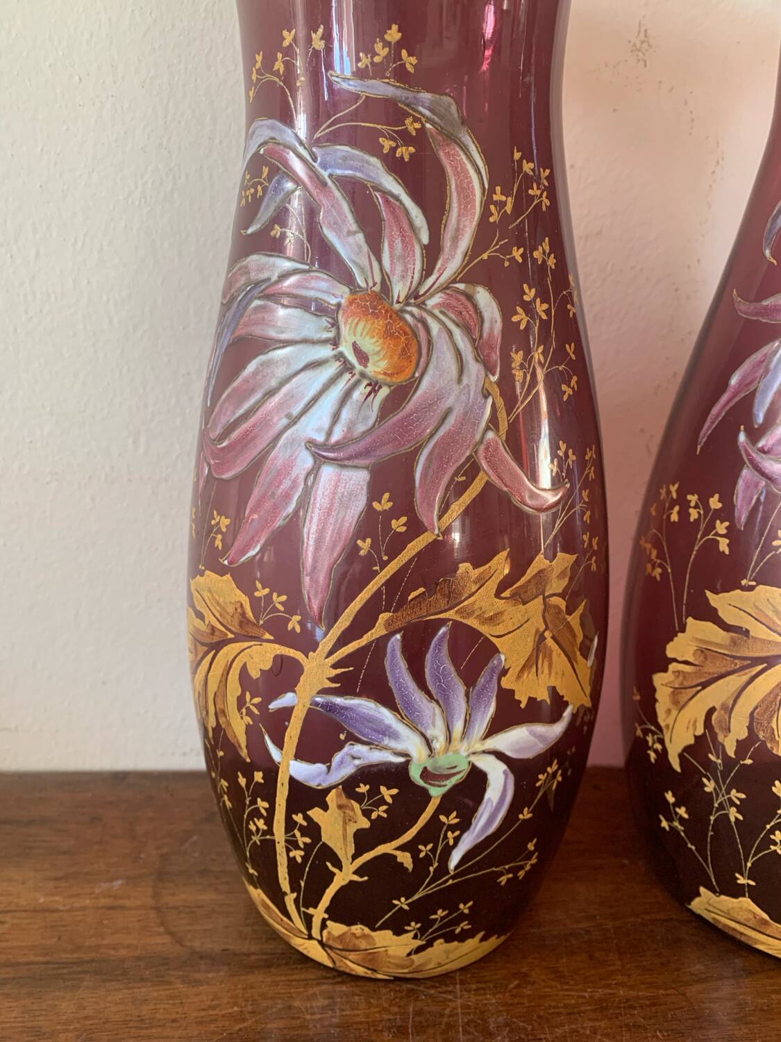 Enamelled glass vases
