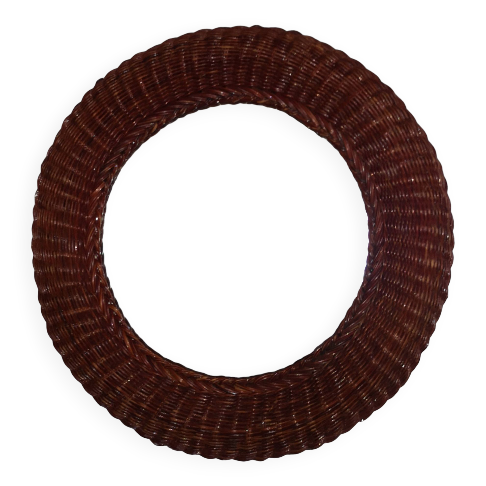 Woven wicker mirror vintage italy 1970