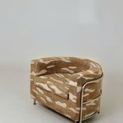 Vintage Bauhaus Club Chair Jacquard & Chrome, Fully Restored 