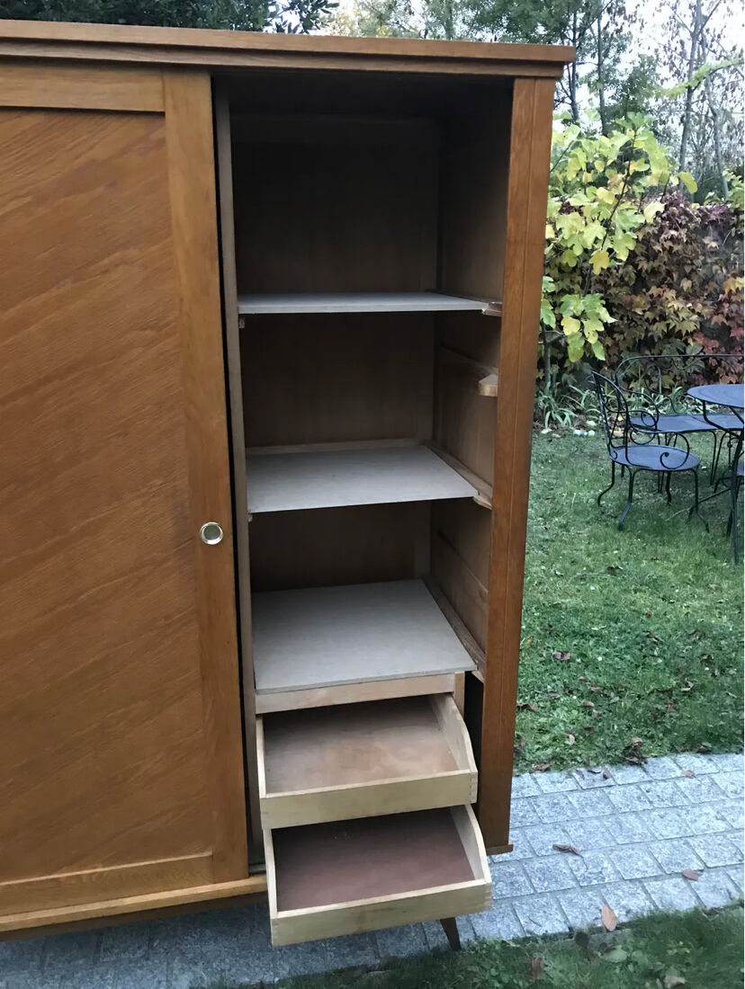 Vintage compass foot cabinet 1950 sliding doors