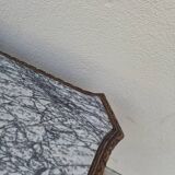 Louis XV style game table in solid oak and richly decorated marble