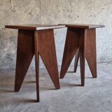 Paire tabourets  bois massif