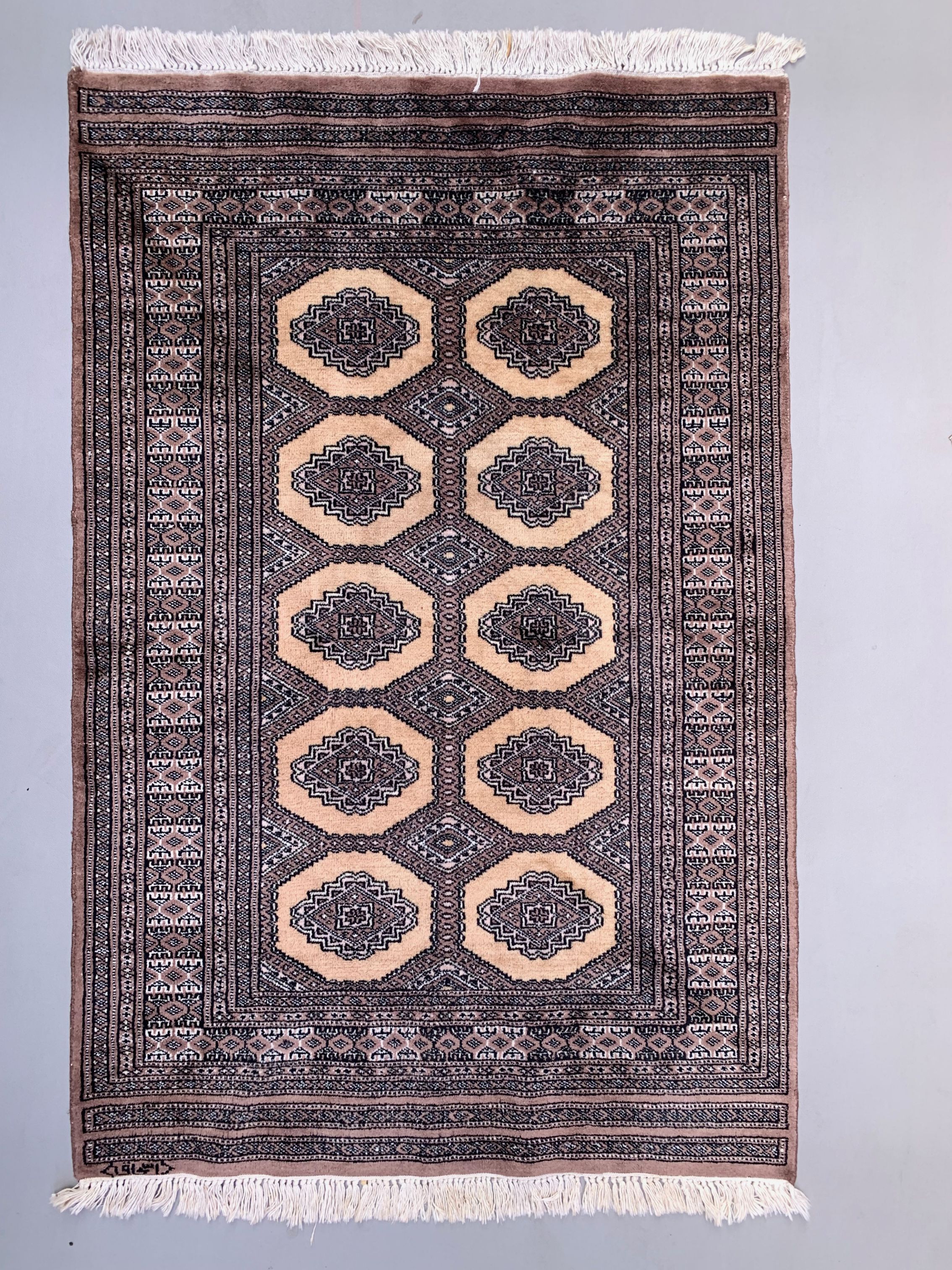 Fine vintage pakistani rug, 160x102 cm turkoman bokhara beige medium