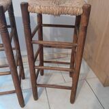 Pair of vintage straw bar stools