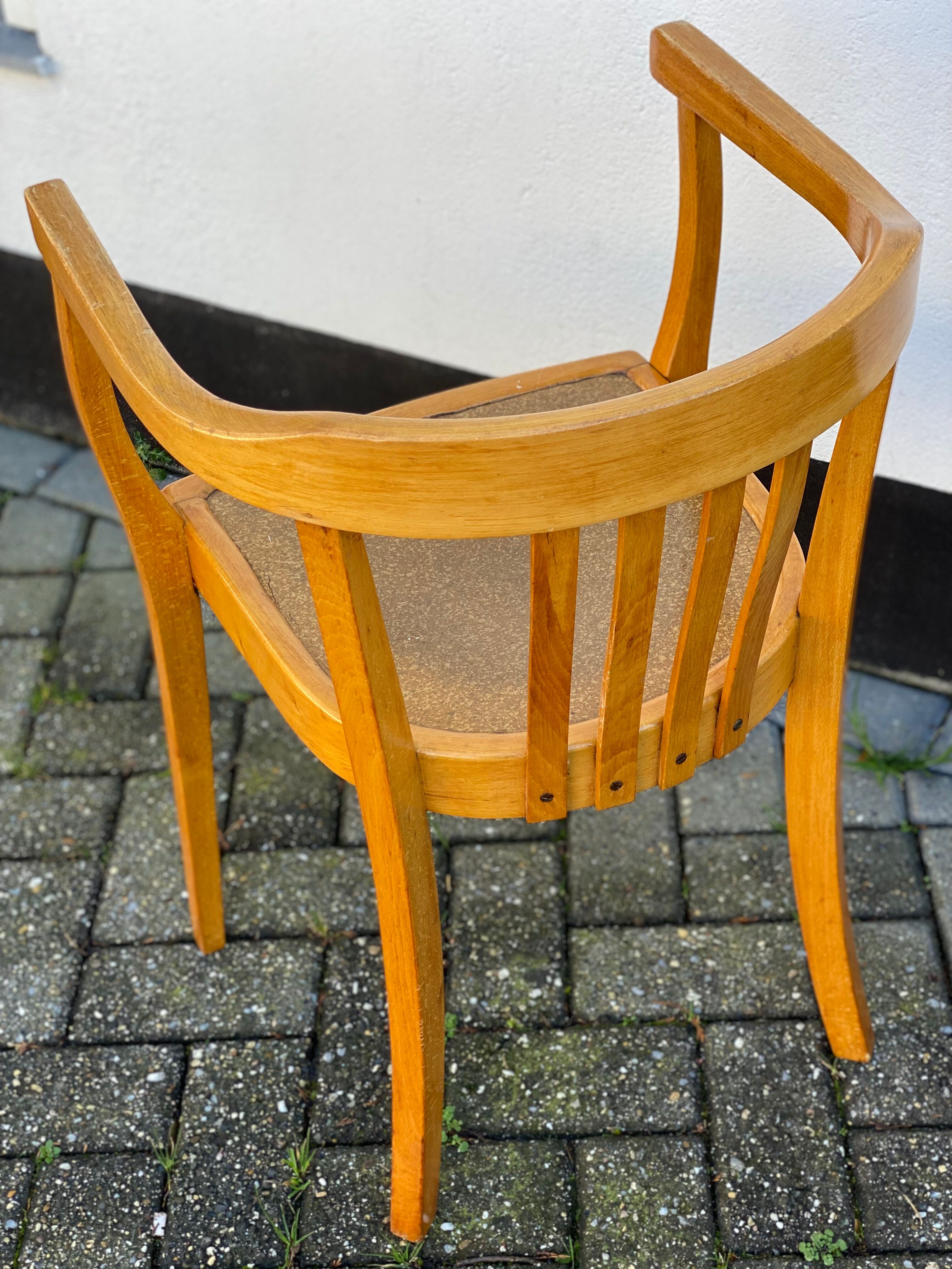 Bentwood and Pine Slat Arm Chair